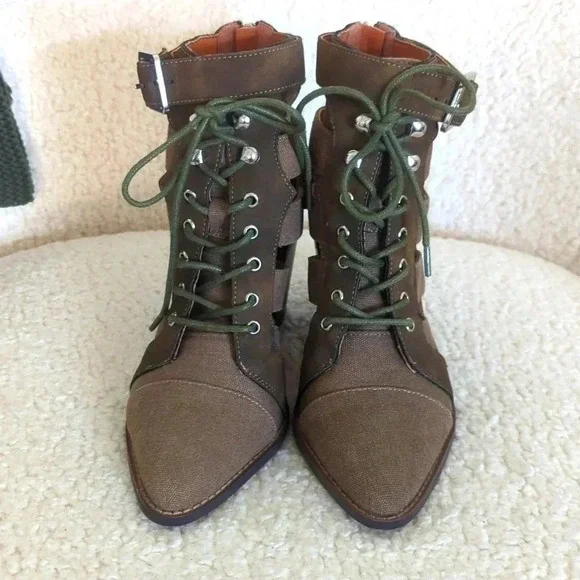 Free People Vegan Leather Cameilla Ankle Heels‎ - Picture 3 of 9